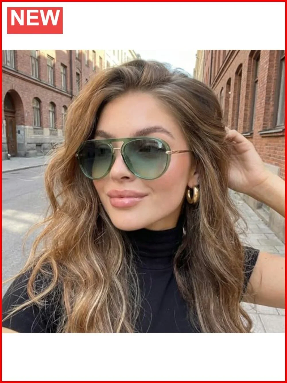 Retro Aviator Sunglasses for Women Oversized 58mm UV Protection
